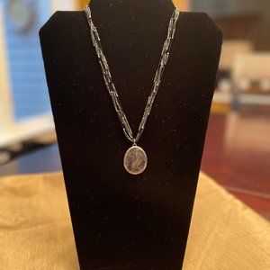 Silpada N1895 Black Silk Bead Necklace with Matrix Pendant